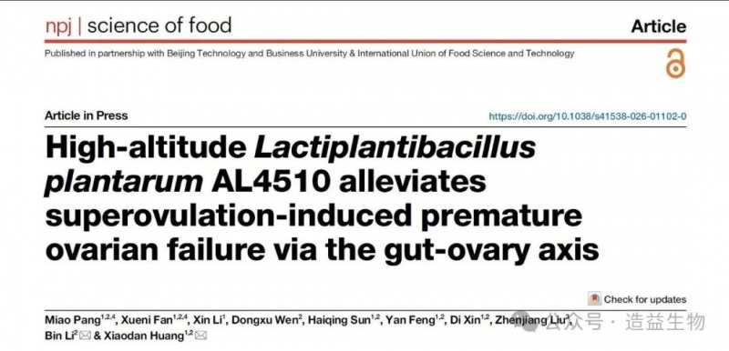 Unlocking New Ovarian Health Benefits: Lanzhou University and Tibet Academy of Agricultural and Animal Husbandry Sciences Support Fabiotics Strain’s Latest Publication in a Nature Portfolio Journal